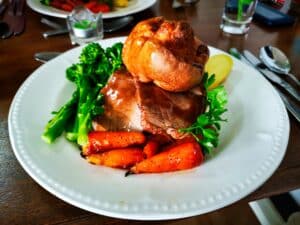 a plate of roast dinner